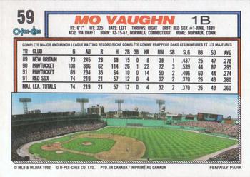 1992 O-Pee-Chee #59 Mo Vaughn Back