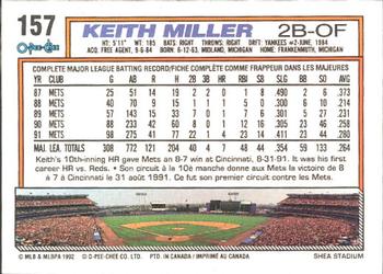1992 O-Pee-Chee #157 Keith Miller Back