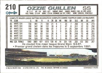 1992 O-Pee-Chee #210 Ozzie Guillen Back