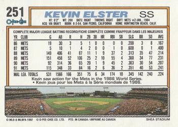 1992 O-Pee-Chee #251 Kevin Elster Back