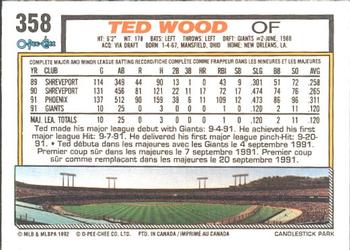1992 O-Pee-Chee #358 Ted Wood Back