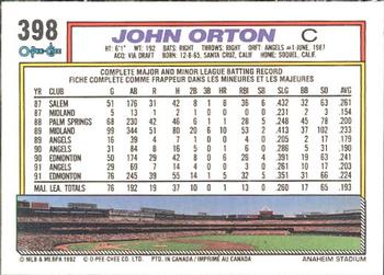 1992 O-Pee-Chee #398 John Orton Back