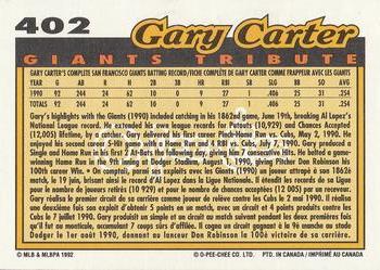 1992 O-Pee-Chee #402 Gary Carter Back