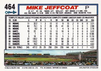 1992 O-Pee-Chee #464 Mike Jeffcoat Back
