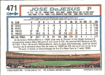 1992 O-Pee-Chee #471 Jose DeJesus Back