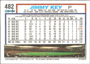 1992 O-Pee-Chee #482 Jimmy Key Back