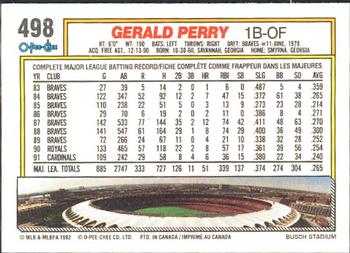 1992 O-Pee-Chee #498 Gerald Perry Back