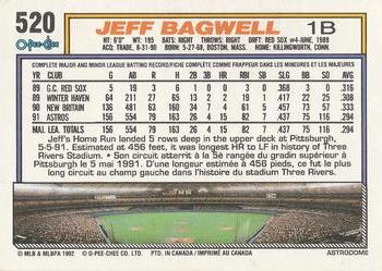 1992 O-Pee-Chee #520 Jeff Bagwell Back