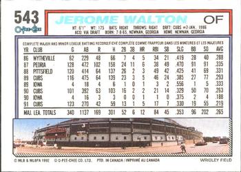 1992 O-Pee-Chee #543 Jerome Walton Back