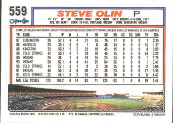 1992 O-Pee-Chee #559 Steve Olin Back