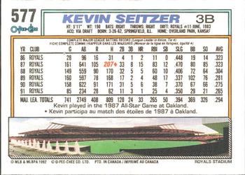 1992 O-Pee-Chee #577 Kevin Seitzer Back