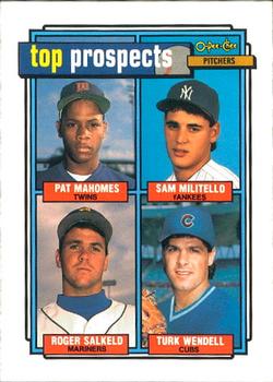 1992 O-Pee-Chee #676 1992 Prospects P (Sam Militello / Pat Mahomes / Roger Salkeld / Turk Wendell) Front