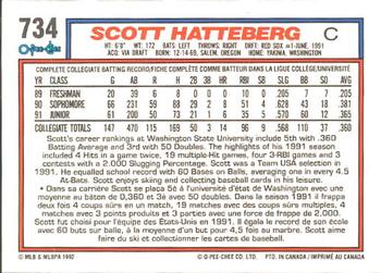 1992 O-Pee-Chee #734 Scott Hatteberg Back