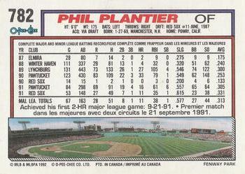 1992 O-Pee-Chee #782 Phil Plantier Back