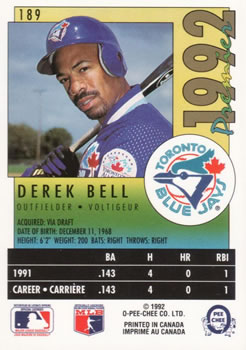 1992 O-Pee-Chee Premier #189 Derek Bell Back