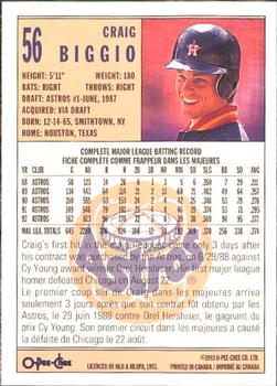 1993 O-Pee-Chee #56 Craig Biggio Back