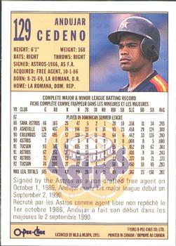 1993 O-Pee-Chee #129 Andujar Cedeno Back