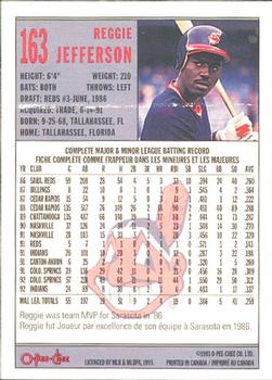 1993 O-Pee-Chee #163 Reggie Jefferson Back