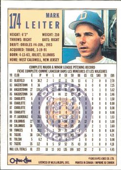 1993 O-Pee-Chee #174 Mark Leiter Back