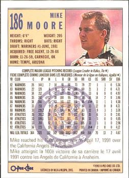 1993 O-Pee-Chee #186 Mike Moore Back