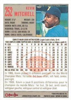1993 O-Pee-Chee #252 Kevin Mitchell Back