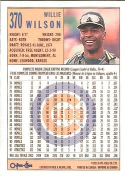 1993 O-Pee-Chee #370 Willie Wilson Back
