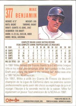 1993 O-Pee-Chee #377 Mike Benjamin Back