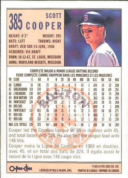 1993 O-Pee-Chee #385 Scott Cooper Back
