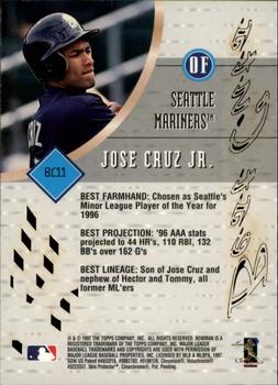 1997 Bowman's Best - Best Cuts #BC11 Jose Cruz Jr. Back