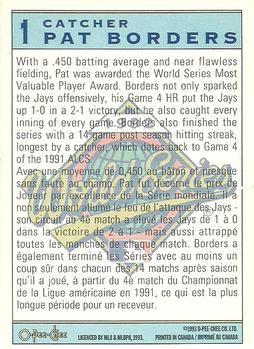 1993 O-Pee-Chee - World Series Heroes #1 Pat Borders Back