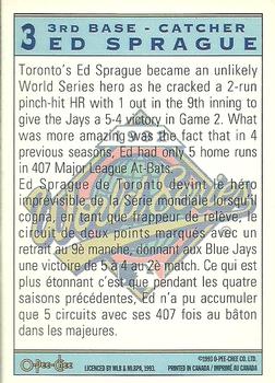 1993 O-Pee-Chee - World Series Heroes #3 Ed Sprague Back
