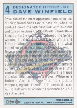 1993 O-Pee-Chee - World Series Heroes #4 Dave Winfield Back