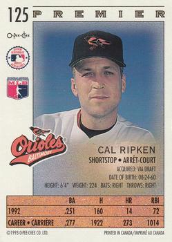 1993 O-Pee-Chee Premier #125 Cal Ripken Jr. Back