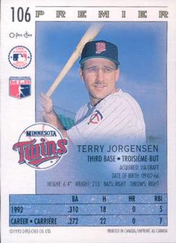 1993 O-Pee-Chee Premier #106 Terry Jorgensen Back