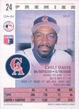 1993 O-Pee-Chee Premier #24 Chili Davis Back