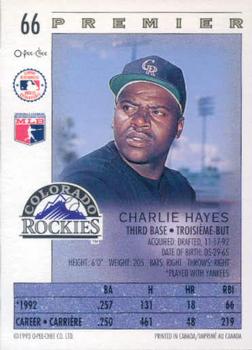 1993 O-Pee-Chee Premier #66 Charlie Hayes Back