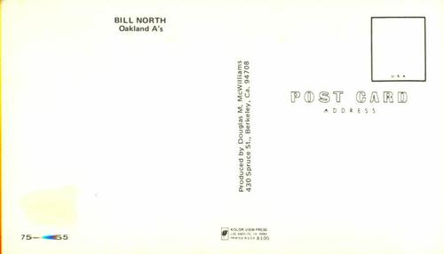 1975 Doug McWilliams Postcards #75-65 Bill North Back