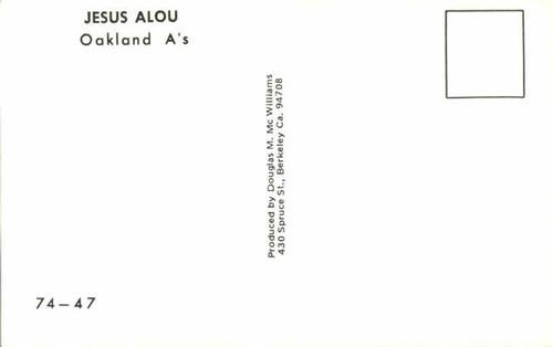 1974 Doug McWilliams Postcards #74-47 Jesus Alou Back