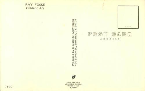 1973 Doug McWilliams Postcards #73-30 Ray Fosse Back