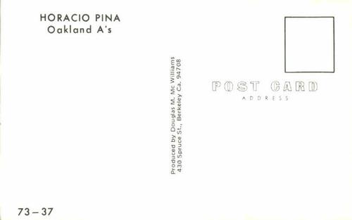 1973 Doug McWilliams Postcards #73-37 Horacio Pina Back