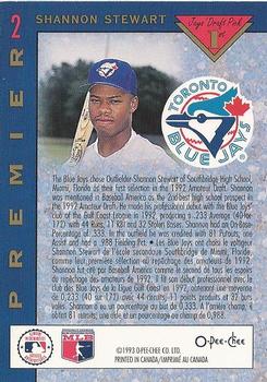 1993 O-Pee-Chee Premier - Top Draft Picks #2 Shannon Stewart Back