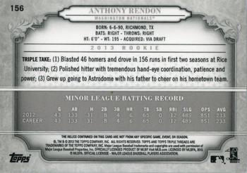 2013 Topps Triple Threads - Black Silver Ink #156 Anthony Rendon Back