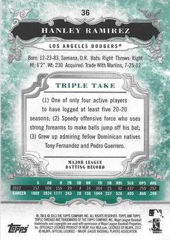 2013 Topps Triple Threads - Emerald #36 Hanley Ramirez Back