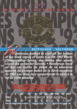 1994 O-Pee-Chee - World Champions #1 Rickey Henderson  Back