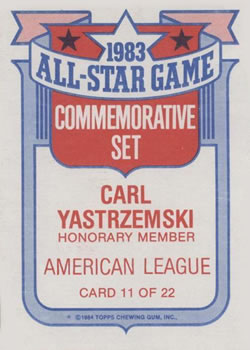 1984 Topps - Glossy All-Stars #11 Carl Yastrzemski Back