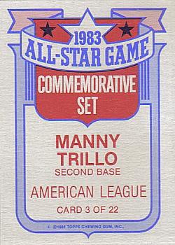 1984 Topps - Glossy All-Stars #3 Manny Trillo Back