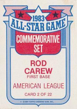 1984 Topps - Glossy All-Stars #2 Rod Carew Back