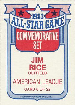1984 Topps - Glossy All-Stars #6 Jim Rice Back