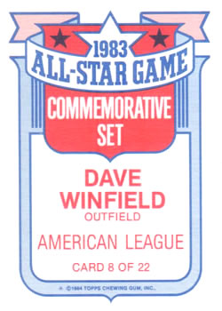 1984 Topps - Glossy All-Stars #8 Dave Winfield Back