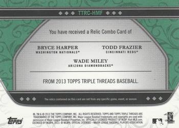 2013 Topps Triple Threads - Relic Combos Emerald #TTRC-HMF Wade Miley / Todd Frazier / Bryce Harper Back